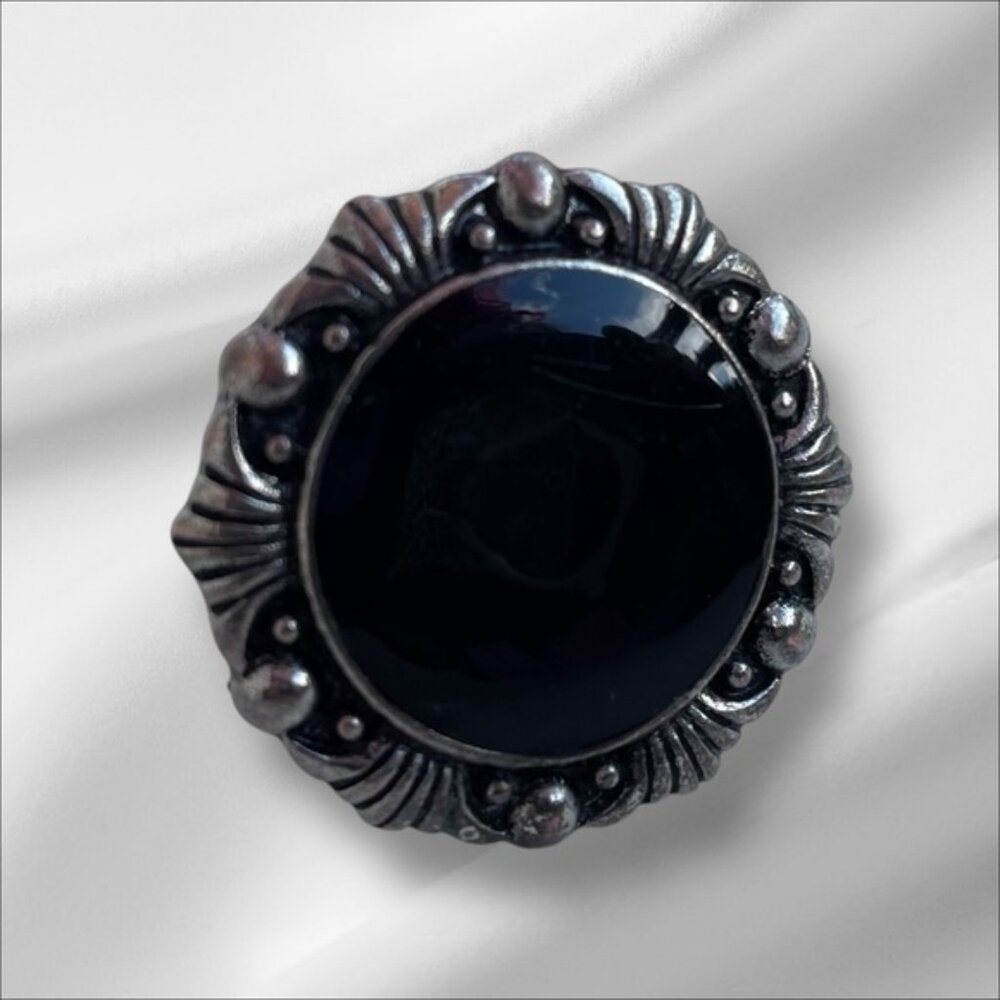 Gothic Boho Retro Black Statement Ring - image 1